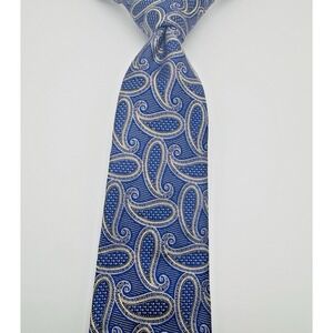 Paul Frederick Silk Tie Men Navy 60Lx3W Paisley Jacquard Designer